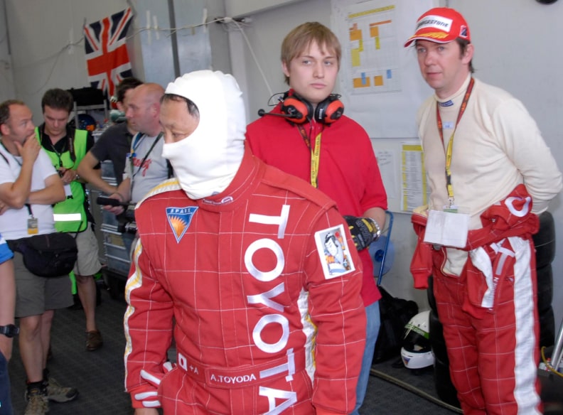 Akio Toyota in race overall while 24 hours of Nuerburgring next to Frank Paul Janssen