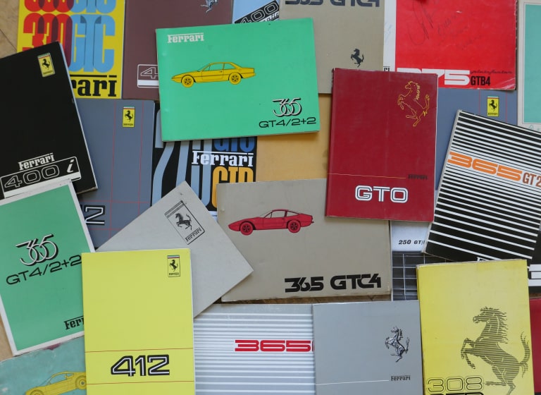 Various historic Ferrari manuals