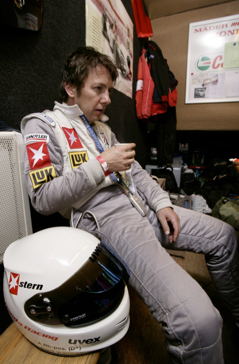 Frank Paul Janssen tired in box while 24 hours Nuerburgring race
