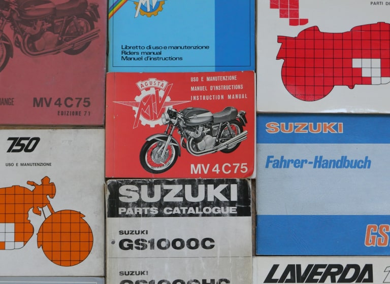 Various historic motorcycle manuals