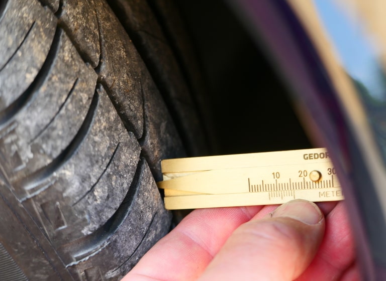 Close up of a tire thread